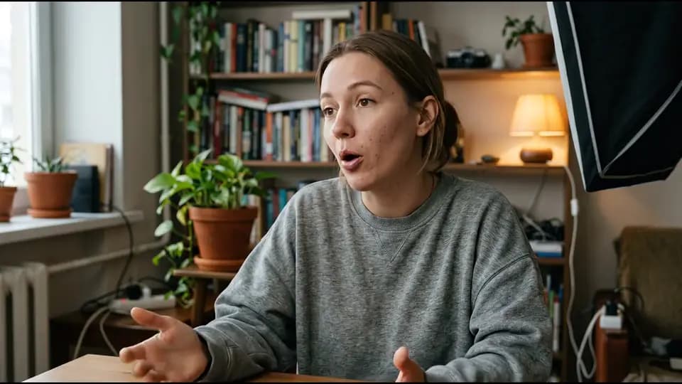 Широкий кадр разговорного видео до вертикального кадрирования